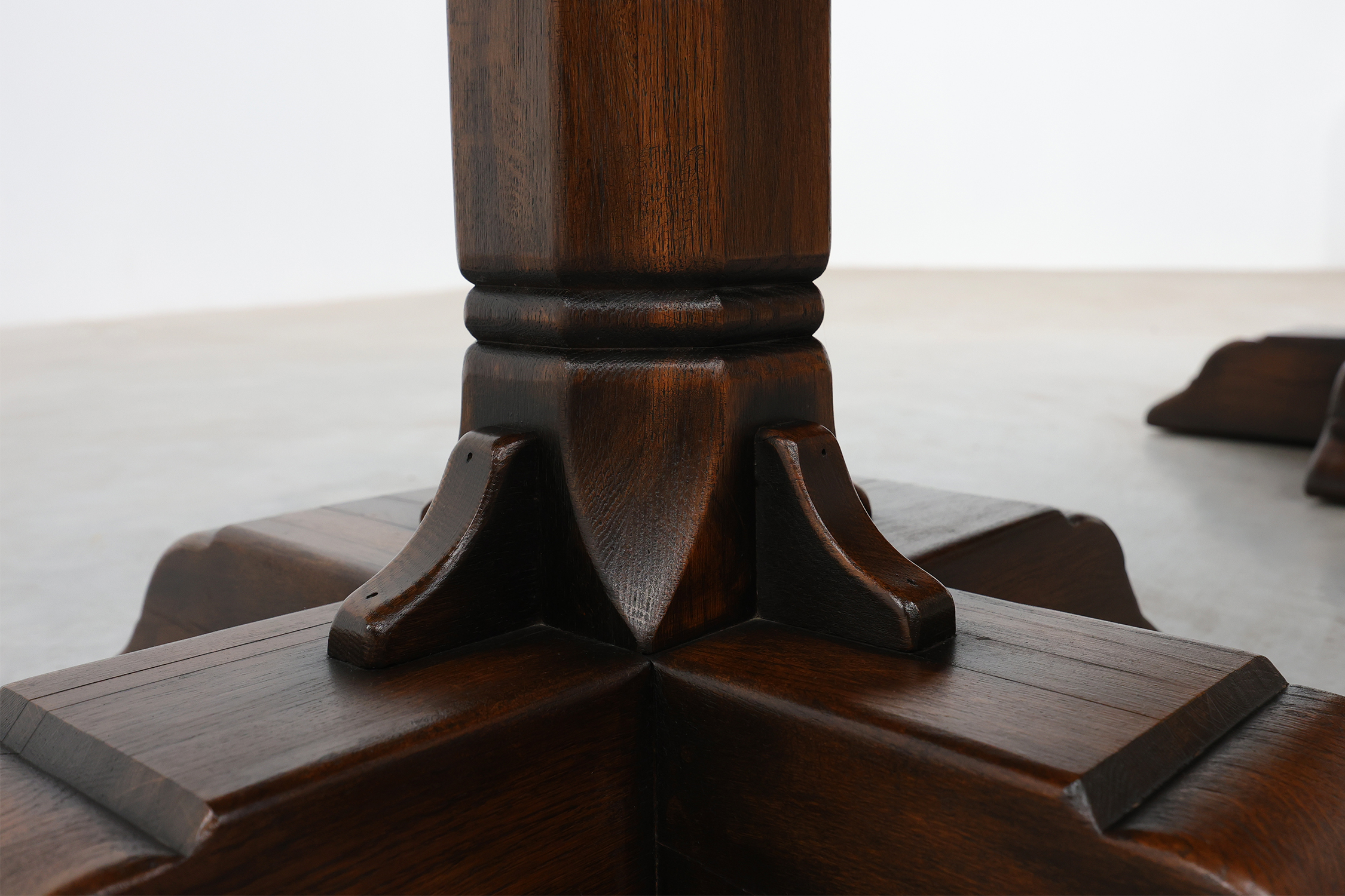 French Refectory Style Oak Dining Table with Turned Double Pedestal Base, 20th Centurythumbnail